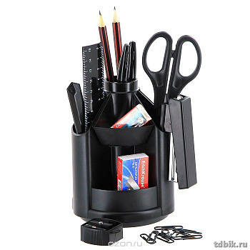 Набор настольный пластик 13 предметов Erich Krause "Mini Desk" черный, вращающейся