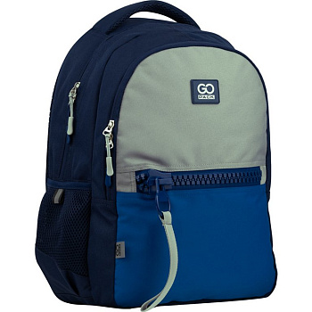 Рюкзак школьный для мальчика GoPack Teens "Color block boy" 42*30*12см, серо/синий