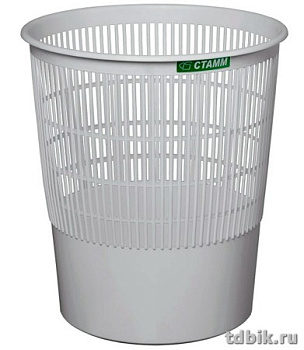 Корзина для бумаг пластиковая 14л сетчатая, серая СТАММ