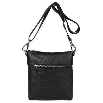 Сумка мужская FABRETTI 19*21*3,5, нат. кожа, черный