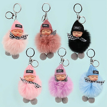 Брелок "Девочка", (иск. мех) ассорти