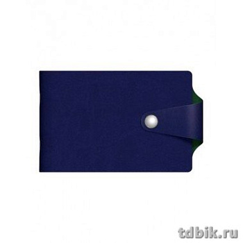 Визитница Hatber "VIVELLA BICOLOUR" 7*12см на 12 визиток, на хлястике с кнопкой, син/зелен.
