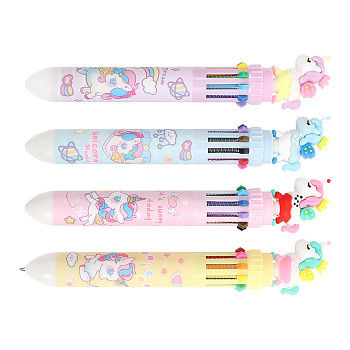 Ручка шариковая сувенирная автомат 10-и цветная "Единорожка"