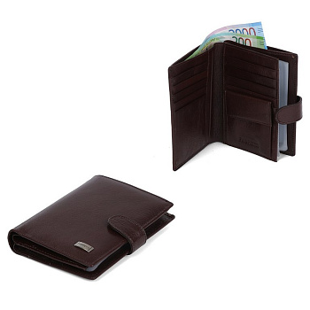 Портмоне FABRETTI мужское, нат.кожа, 11*13,5*1,5см, коричневый