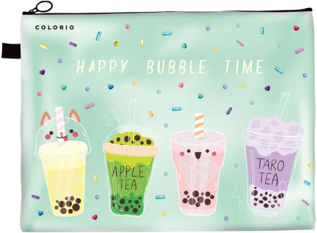 Папка для тетрадей А4 на молнии Colorio "Bubble time" 37х27х0,3 см.