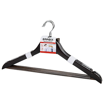 Плечики для верхней одежды дерево с антискольз. перекладиной 45 см (лакиров., анатомич.), 3 шт/уп