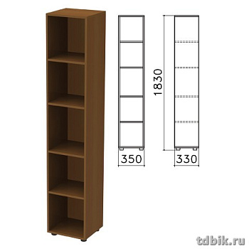 Шкаф для бумаг "Канц" открытый (350*330*1830 мм), цвет орех