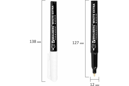Маркер перманентный  3 мм BRAUBERG "White extra" круглый, белый
