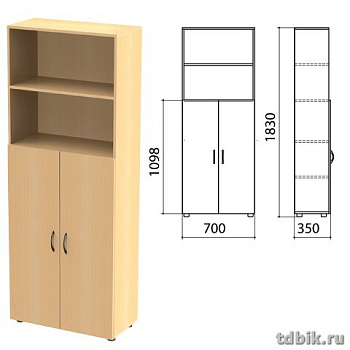 Шкаф для бумаг "Канц" полузакрытый, 2 двери (700*330*1830мм) цвет бук