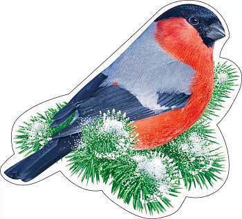 Наклейка оформительская на скотче зимняя "Снегирь" 178*196 мм
