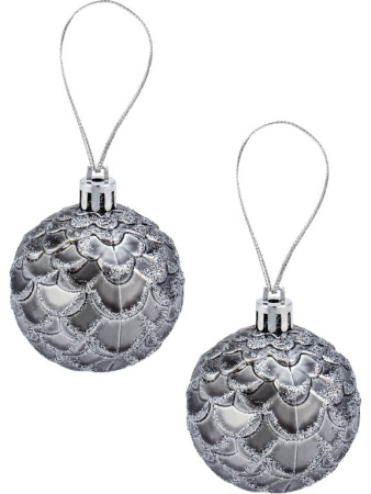 Набор шаров  цвет серебро  60 мм 12 шт "Метель" (ассорти)