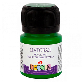 Краска акриловая  20мл зеленая средняя, матовая Декола