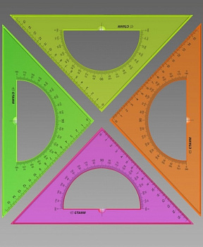 Треугольник пласт. 45 град. 160мм с транспортиром Стамм NEON Cristal