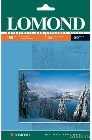 Фотобумага Lomond А5 180г, 50 л/уп. матовая, одностор.