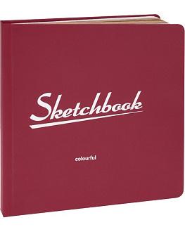 Скетчбук 200*200 мм, 72л. сшивка "Colorful Red" на резинке 120 г/м2, бумага цветная