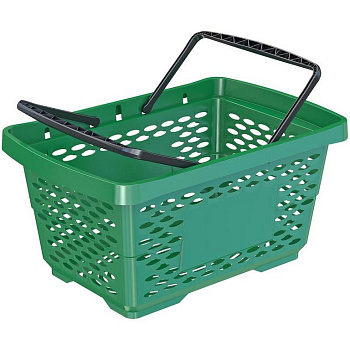 Корзина  покупательская Jazz пластик 28л две ручки, зеленая