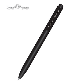 Ручка шариковая авт. Bruno Visconti SoftClick "Black" рез.упор 0,7мм синяя (ст.116мм, лин.0,5)