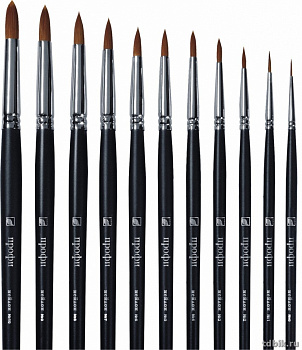 Кисть Синтетика № 6 круглая Профи (длинная черная ручка) d-3,5мм/L-16,0мм Альбатрос