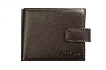 Портмоне Faetano мужское, с хлястиком, нат.кожа, коричневый