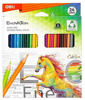 Набор карандашей  24 цв. трехгранные  пласт. корпус Deli "Enovation"