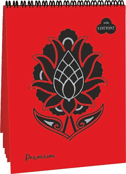 Блокнот для эскизов 140*198 мм, 30л., на пружине "Premium Red" красный