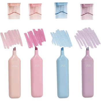 Набор текст-маркеров  4 шт пастельные цвета (с блестками) deVENTE "Shimmer" 1-5 мм