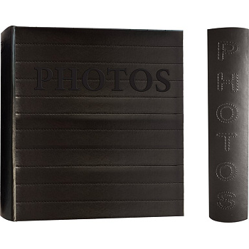 Фотоальбом 200 фото 10*15см "Premium" обложка кожзам, ПП карман, черный