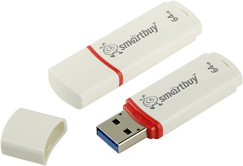 Флеш-диск 64Gb Smart Buy "Crown" USB 2.0, белый