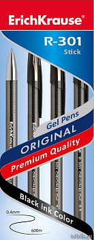 Ручка гелевая ErichKrause R-301 Original  0,5мм черная (стерж.129мм, линия 0,4мм)