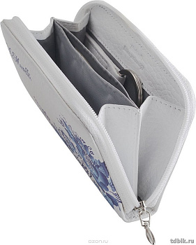 Футляр для ключей  D.Morelli "Гжель" из нат.кожи, на молнии