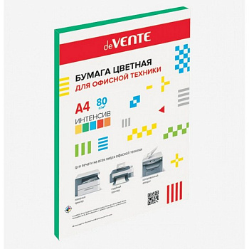 Бумага "deVente" 80г/м2 А4,  50 лист/уп, зеленый интенсив