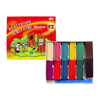Пластилин 12 цв. 240 гр ГАММА "Мультики" со стеком