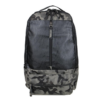 Рюкзак молодежный мужской ClipStudio "ПРЕМИУМ" черный/милитари, иск.кожа 51*31*13см