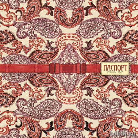 Обложка для паспорта "Пейсли бордо"  ПВХ, экон. 13,2*18,6