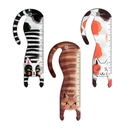 Закладка пластиковая 3 шт/уп "Веселые коты" 10 см