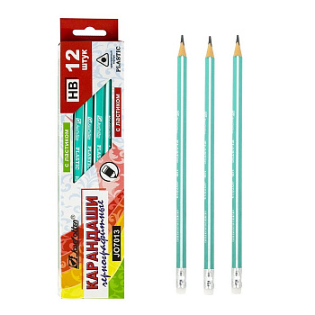 Карандаш ч/г HB пласт. корпус трехгранный Beifa с ластиком