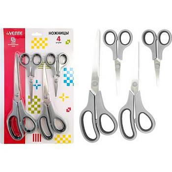 Ножницы 4шт/уп  пластмас. рукоятка с резиновыми вставками deVENTE
