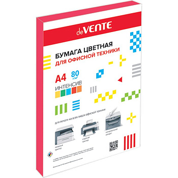 Бумага "deVente" 80г/м2 А4, 100 лист/уп, красный интенсив