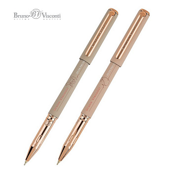 Ручка шариковая масляная BV "Total Beige" 0,5мм синяя (стерж.136мм, линия 0,4мм) игольч.