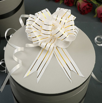 Бант Шар 30мм белый (золотые полосы)