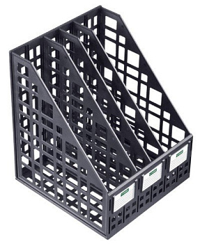 Лоток вертикальный 4-х секцион. разборный, черный Стамм