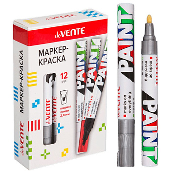 Маркер-краска лаковый  2,8мм deVENTE серебристый (нитро-основа, мет.корпус)