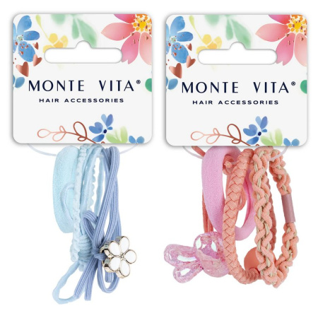 Резинки для волос в наборе 4 шт. с декором (разные дизайны) MONTE VITA