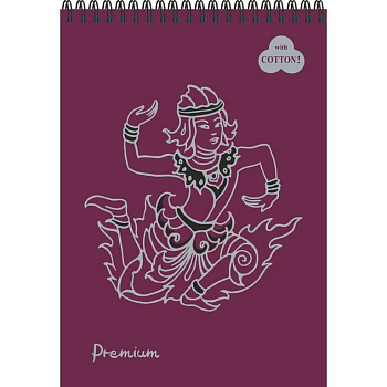 Блокнот для эскизов 140*198 мм, 30л., на пружине "Premium Blackberry" ежевичный