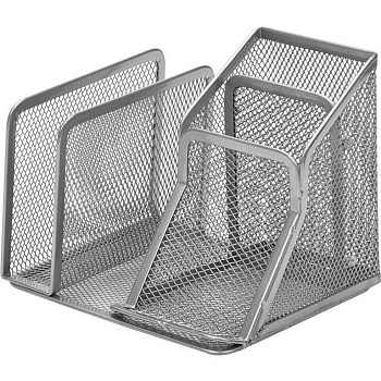 Подставка наст д/канц. принадлеж. металл, Attache 14,5*13*12,8см. 4 отделения, серебро