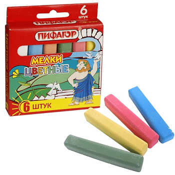Мел школьный цветной  6шт. ПИФАГОР