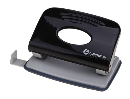 Дырокол до 20л метал. Lаmark "Mettallic", с линейкой черный