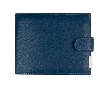 Портмоне Alliance "Baron" 12х10см нат. кожа, на кнопке, цвет синий