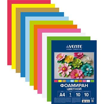 Фоамиран 1мм, А4 ассорти цветов (набор 10 листов) deVENTE