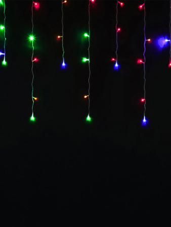 Гирлянда уличная Бахрома  4*0,7м, 72 цветных ламп, 8 реж, прозрачный провод